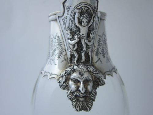 ANTIQUE VICTORIAN STERLING SILVER GLASS CLARET JUG 1868 - ADDITIONAL PHOTO 3