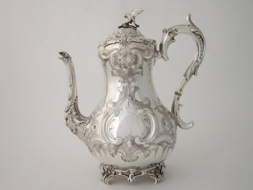 antique victorian sterling silver coffee pot 1854 - CATEGORY: ANTIQUE SILVER - DATED 1850