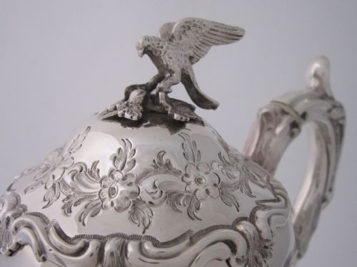 ANTIQUE VICTORIAN STERLING SILVER COFFEE POT 1854 - ADDITIONAL PHOTO 1