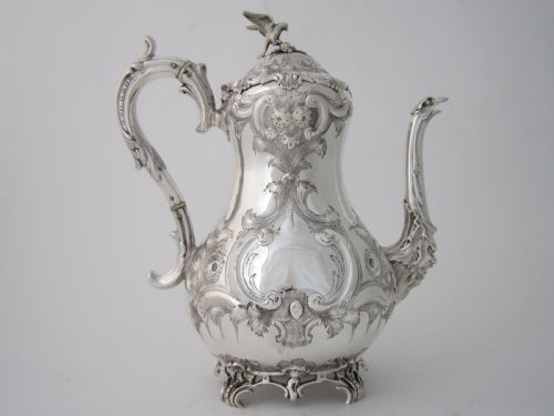 ANTIQUE VICTORIAN STERLING SILVER COFFEE POT 1854 - ADDITIONAL PHOTO 8