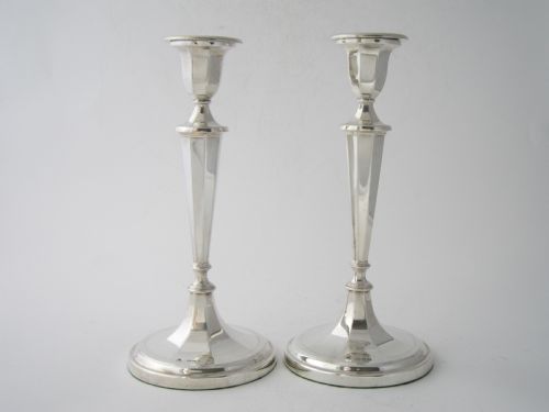 pair of antique george v sterling silver candlesticks 1922 - CATEGORY: ANTIQUE SILVER - DATED 1920