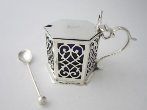 ANTIQUE VICTORIAN STERLING SILVER MUSTARD POT 1844 - ADDITIONAL PHOTO 1