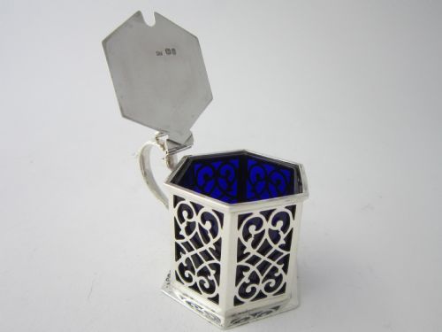 ANTIQUE VICTORIAN STERLING SILVER MUSTARD POT 1844 - ADDITIONAL PHOTO 3