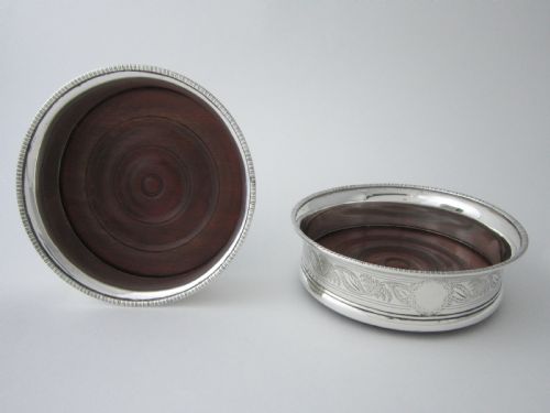 SCOTTISH ANTIQUE GEORGE III STERLING SILVER WINE COASTERS 1800 - ADDITIONAL PHOTO 1