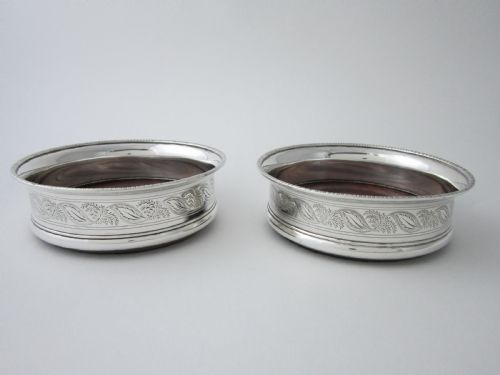 SCOTTISH ANTIQUE GEORGE III STERLING SILVER WINE COASTERS 1800 - ADDITIONAL PHOTO 2