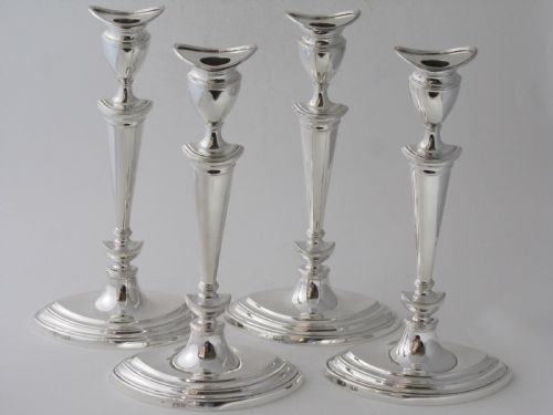 SET OF 4 ANTIQUE EDWARDIAN STERLING SILVER CANDLESTICKS 1902 - ADDITIONAL PHOTO 1