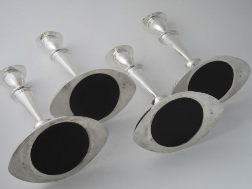 SET OF 4 ANTIQUE EDWARDIAN STERLING SILVER CANDLESTICKS 1902 - ADDITIONAL PHOTO 6