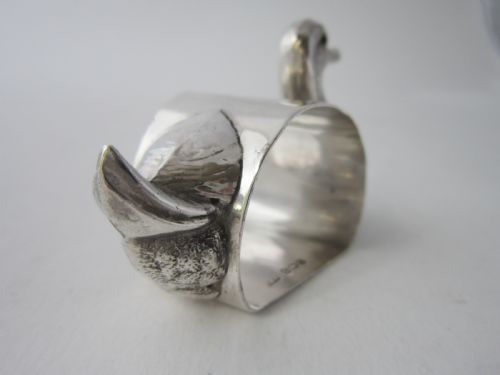 ANTIQUE GEORGE V STERLING SILVER NOVELTY DUCK NAPKIN RING 1913 - ADDITIONAL PHOTO 5