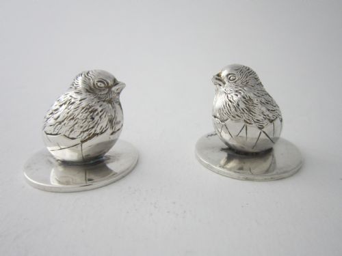 CHESTER ANTIQUE EDWARDIAN STERLING SILVER MENUPLACE CARD HOLDERS 1908