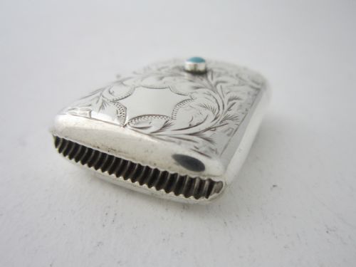 CHESTER ANTIQUE EDWARDIAN STERLING SILVER VESTA CASE 1903 - ADDITIONAL PHOTO 4