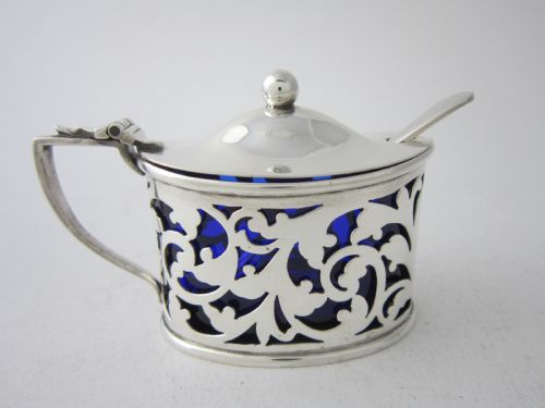 ANTIQUE VICTORIAN STERLING SILVER MUSTARD POT 1900 - ADDITIONAL PHOTO 2