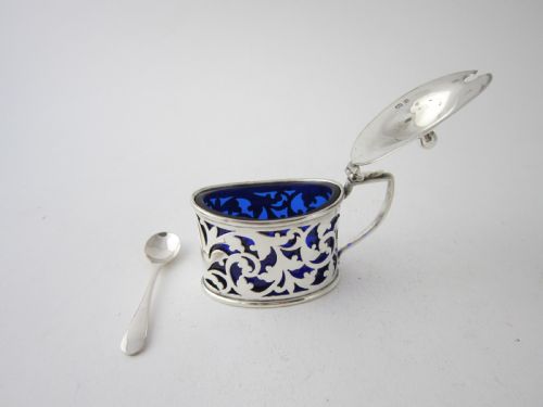 ANTIQUE VICTORIAN STERLING SILVER MUSTARD POT 1900 - ADDITIONAL PHOTO 3