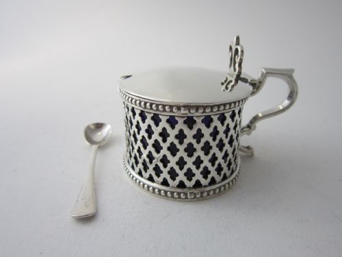 ANTIQUE VICTORIAN STERLING SILVER MUSTARD POT 1851 - ADDITIONAL PHOTO 3