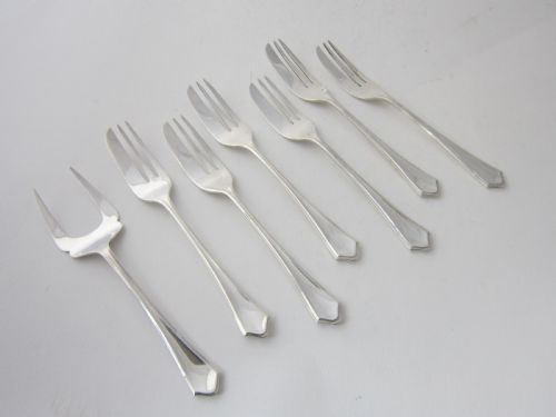 HEAVY SET OF 6 ELIZABETH II STERLING SILVER PASTRY FORKS 1954 - ADDITIONAL PHOTO 2