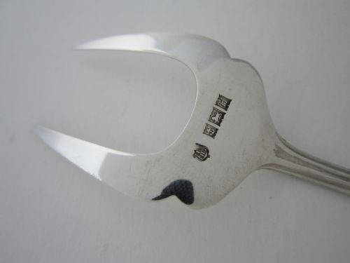 HEAVY SET OF 6 ELIZABETH II STERLING SILVER PASTRY FORKS 1954 - ADDITIONAL PHOTO 8