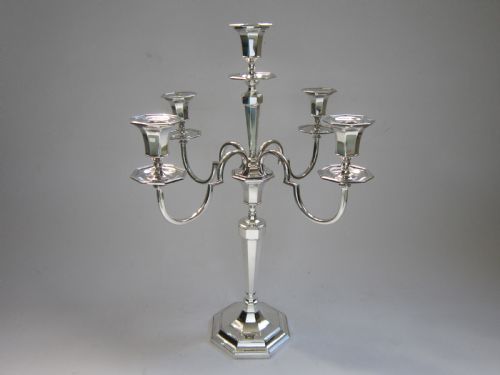 ANTIQUE GEORGE V STERLING SILVER FIVELIGHT CANDELABRUM 1925 - ADDITIONAL PHOTO 1