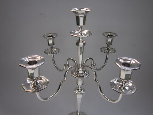 ANTIQUE GEORGE V STERLING SILVER FIVELIGHT CANDELABRUM 1925 - ADDITIONAL PHOTO 2