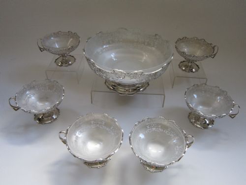 ANTIQUE GEORGE V STERLING SILVER DESSERT BOWL DISHES 1933 - ADDITIONAL PHOTO 1