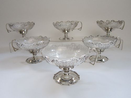 ANTIQUE GEORGE V STERLING SILVER DESSERT BOWL DISHES 1933 - ADDITIONAL PHOTO 3