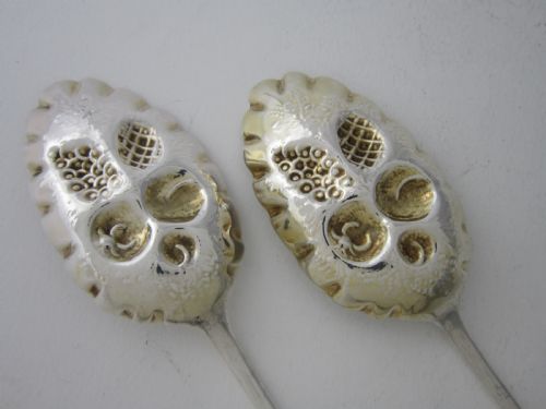 ANTIQUE EDWARDIAN STERLING SILVER BERRY SPOONS 1904 - ADDITIONAL PHOTO 4