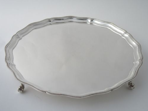 15 12 ANTIQUE GEORGE VI STERLING SILVER SALVERDRINKS TRAY 1939 - ADDITIONAL PHOTO 1