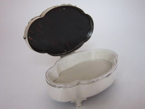 54 ANTIQUE GEORGE V STERLING SILVER TORTOISESHELL TRINKET BOX 1912 - ADDITIONAL PHOTO 3