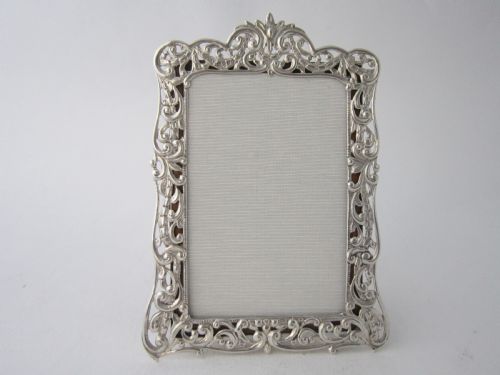ANTIQUE VICTORIAN CAST STERLING SILVER PHOTO FRAME 1888