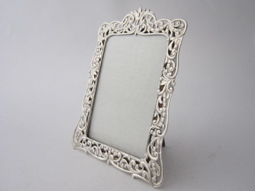 ANTIQUE VICTORIAN CAST STERLING SILVER PHOTO FRAME 1888 - ADDITIONAL PHOTO 1