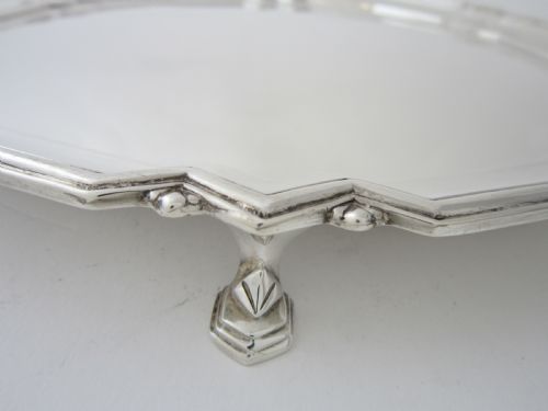 12 12 ANTIQUE GEORGE VI STERLING SILVER SALVERDRINKS TRAY 1945 - ADDITIONAL PHOTO 3