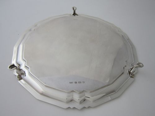 12 12 ANTIQUE GEORGE VI STERLING SILVER SALVERDRINKS TRAY 1945 - ADDITIONAL PHOTO 4