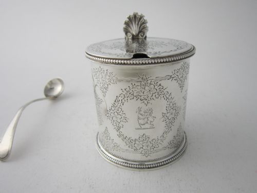 ANTIQUE VICTORIAN STERLING SILVER MUSTARD POT 1873 - ADDITIONAL PHOTO 1