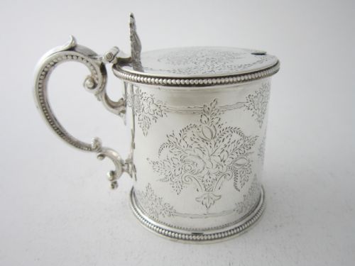 ANTIQUE VICTORIAN STERLING SILVER MUSTARD POT 1873 - ADDITIONAL PHOTO 2