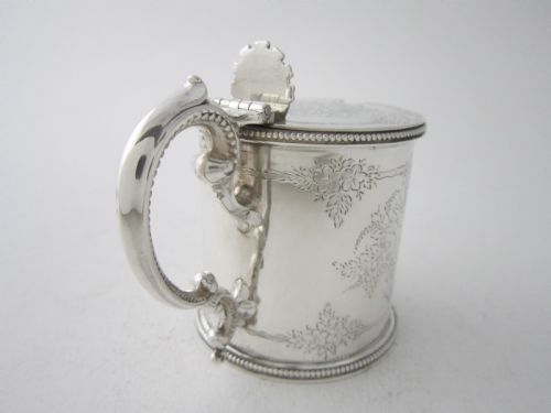 ANTIQUE VICTORIAN STERLING SILVER MUSTARD POT 1873 - ADDITIONAL PHOTO 3