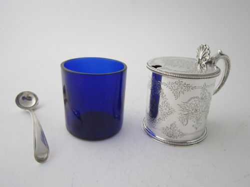 ANTIQUE VICTORIAN STERLING SILVER MUSTARD POT 1873 - ADDITIONAL PHOTO 4