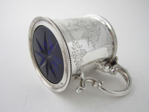 ANTIQUE VICTORIAN STERLING SILVER MUSTARD POT 1873 - ADDITIONAL PHOTO 5
