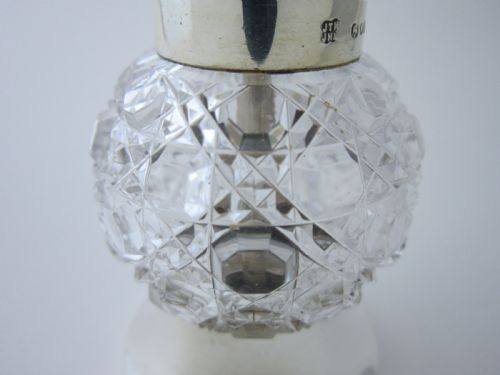 ANTIQUE VICTORIAN STERLING SILVER GLASS PEPPER GRINDER 1887 - ADDITIONAL PHOTO 2