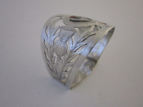 ANTIQUE GEORGE V STERLING SILVER AGATE NAPKIN RING 1923 - ADDITIONAL PHOTO 2
