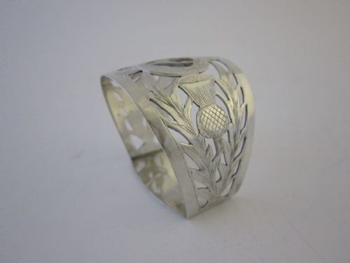 ANTIQUE GEORGE V STERLING SILVER AGATE NAPKIN RING 1923 - ADDITIONAL PHOTO 3