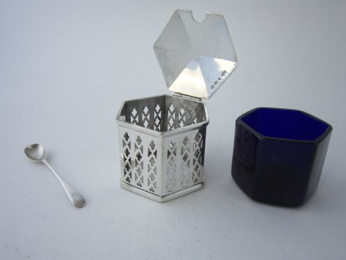 ANTIQUE VICTORIAN STERLING SILVER MUSTARD POT 1847 - ADDITIONAL PHOTO 4