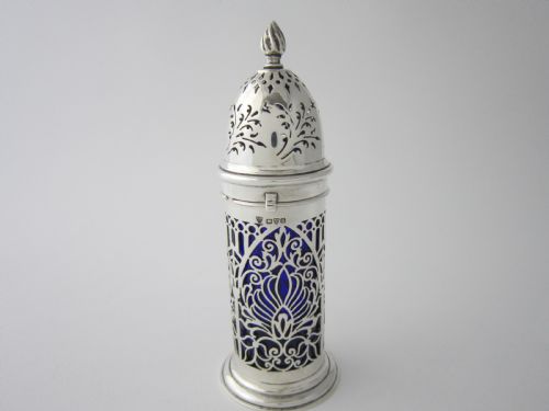 CHESTER ANTIQUE EDWARDIAN STERLING SILVER SUGAR CASTER 1906 - ADDITIONAL PHOTO 4
