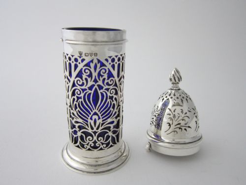 CHESTER ANTIQUE EDWARDIAN STERLING SILVER SUGAR CASTER 1906 - ADDITIONAL PHOTO 5