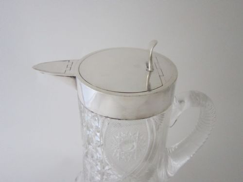 ANTIQUE EDWARDIAN STERLING SILVER CUT GLASS JUG - ADDITIONAL PHOTO 1