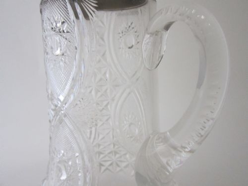 ANTIQUE EDWARDIAN STERLING SILVER CUT GLASS JUG - ADDITIONAL PHOTO 3