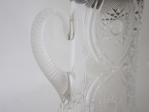 ANTIQUE EDWARDIAN STERLING SILVER CUT GLASS JUG - ADDITIONAL PHOTO 5