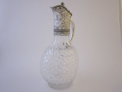 ANTIQUE VICTORIAN STERLING SILVER GLASS CLARET JUG 1887 - ADDITIONAL PHOTO 1
