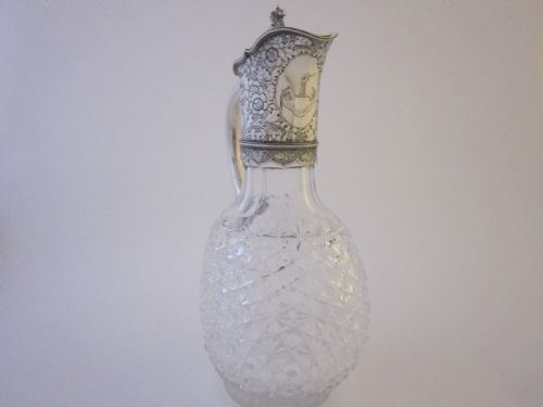 ANTIQUE VICTORIAN STERLING SILVER GLASS CLARET JUG 1887 - ADDITIONAL PHOTO 2