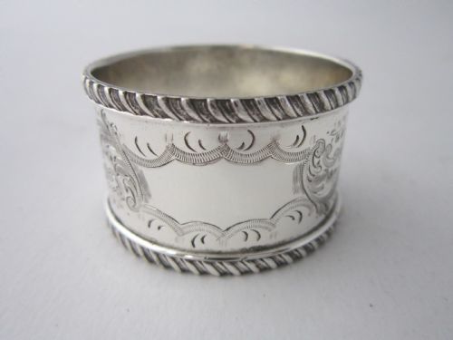 SET OF 6 ANTIQUE VICTORIAN STERLING SILVER NAPKIN RINGS 1896 - ADDITIONAL PHOTO 2