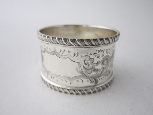 SET OF 6 ANTIQUE VICTORIAN STERLING SILVER NAPKIN RINGS 1896 - ADDITIONAL PHOTO 6