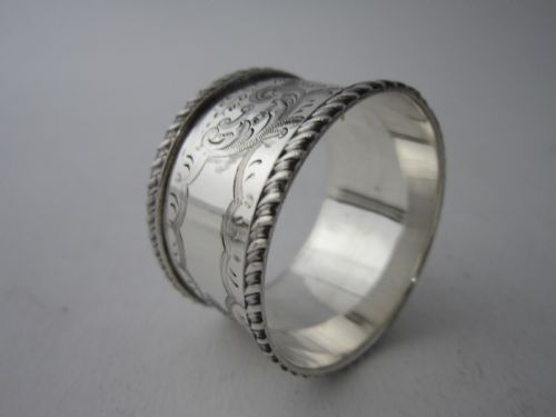 SET OF 6 ANTIQUE VICTORIAN STERLING SILVER NAPKIN RINGS 1896 - ADDITIONAL PHOTO 7