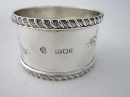 SET OF 6 ANTIQUE VICTORIAN STERLING SILVER NAPKIN RINGS 1896 - ADDITIONAL PHOTO 8